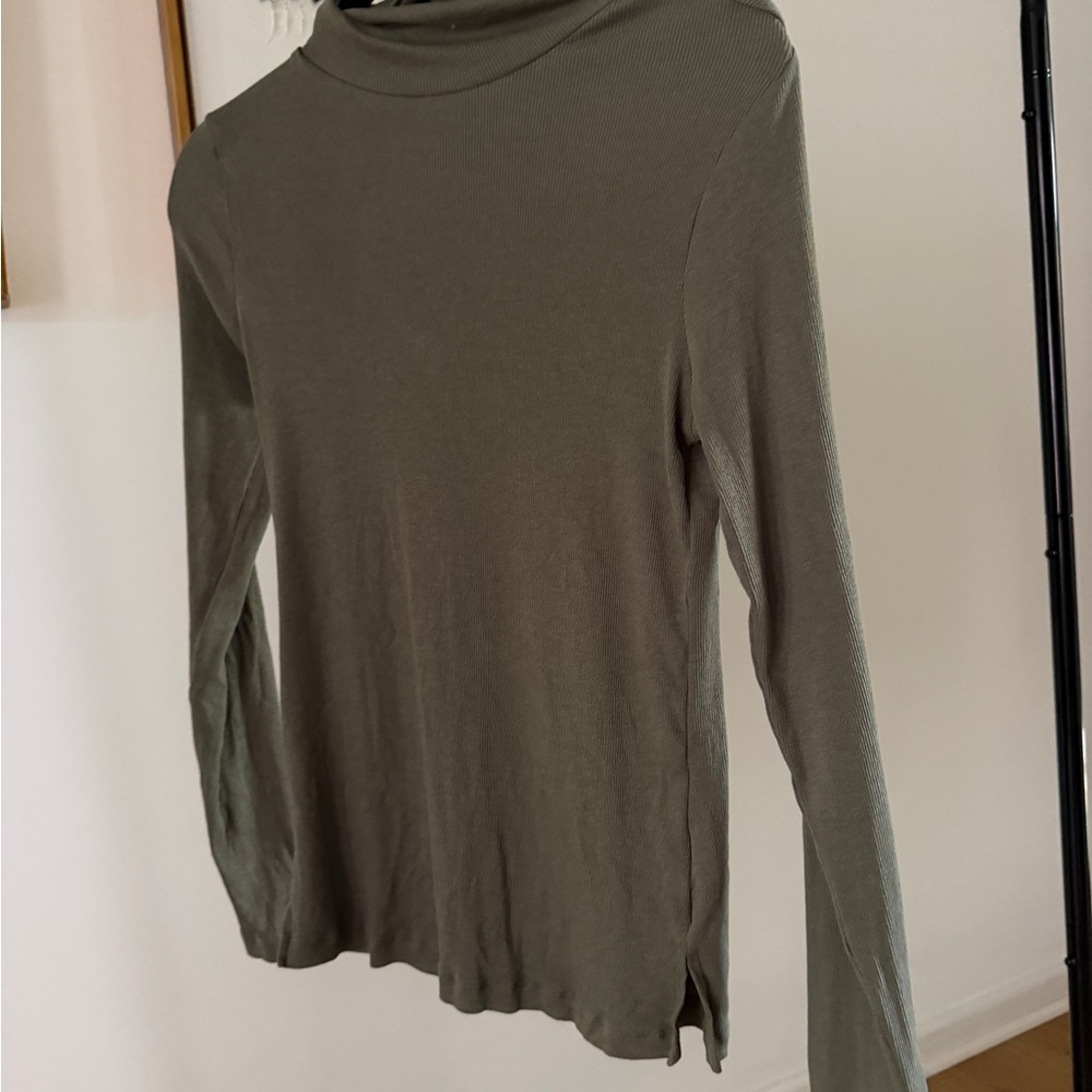 Cotton Olive Green Long Sleeve Women's Top Womens Large